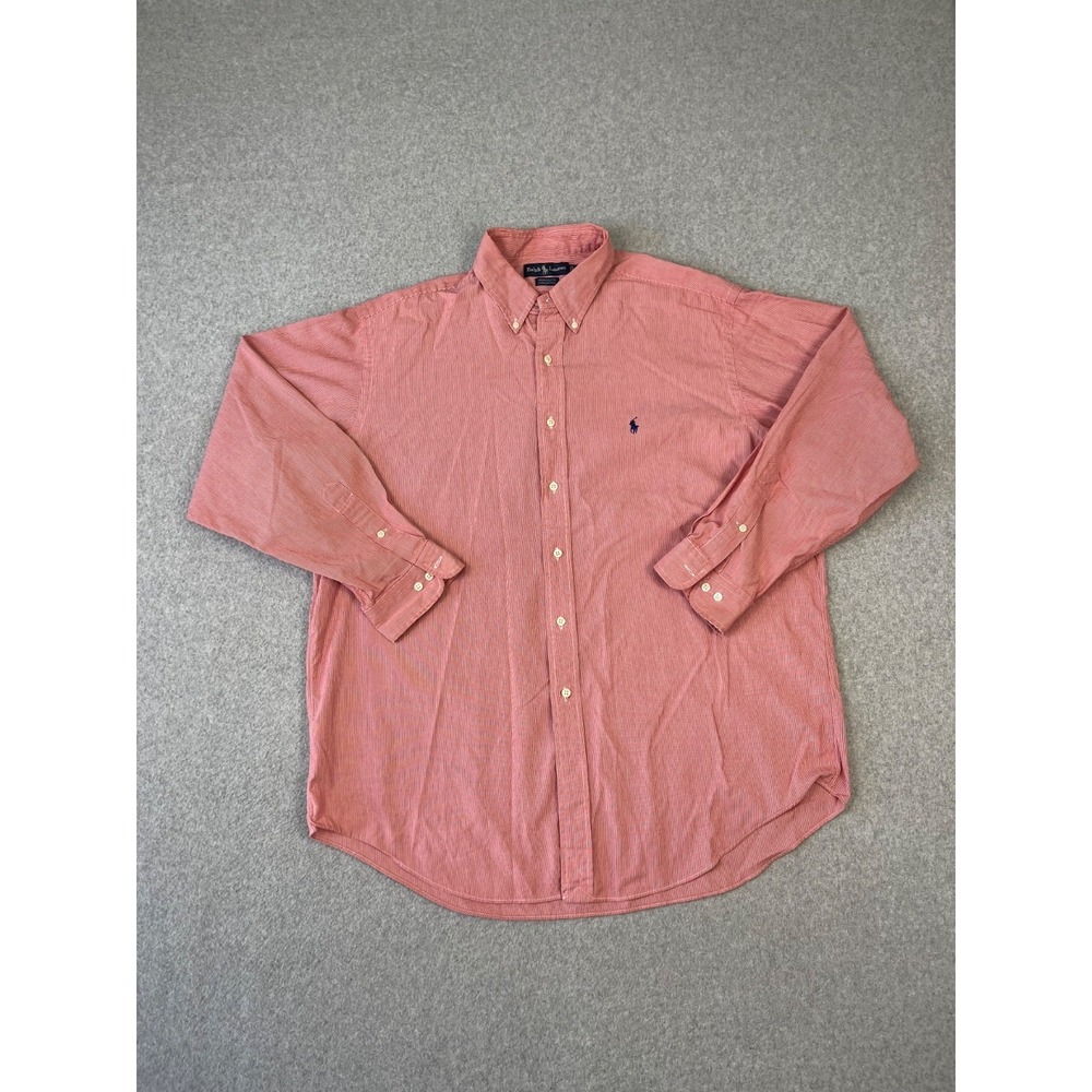 Vintage Polo Ralph Lauren Shirt Mens XL Red Stripe Yarmouth Button Down - Picture 1 of 9